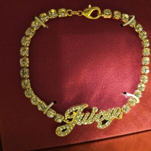 ​✨ NEW! Juicy Couture Gold-Tone Pave Crystal "Juicy" Tennis Bracelet